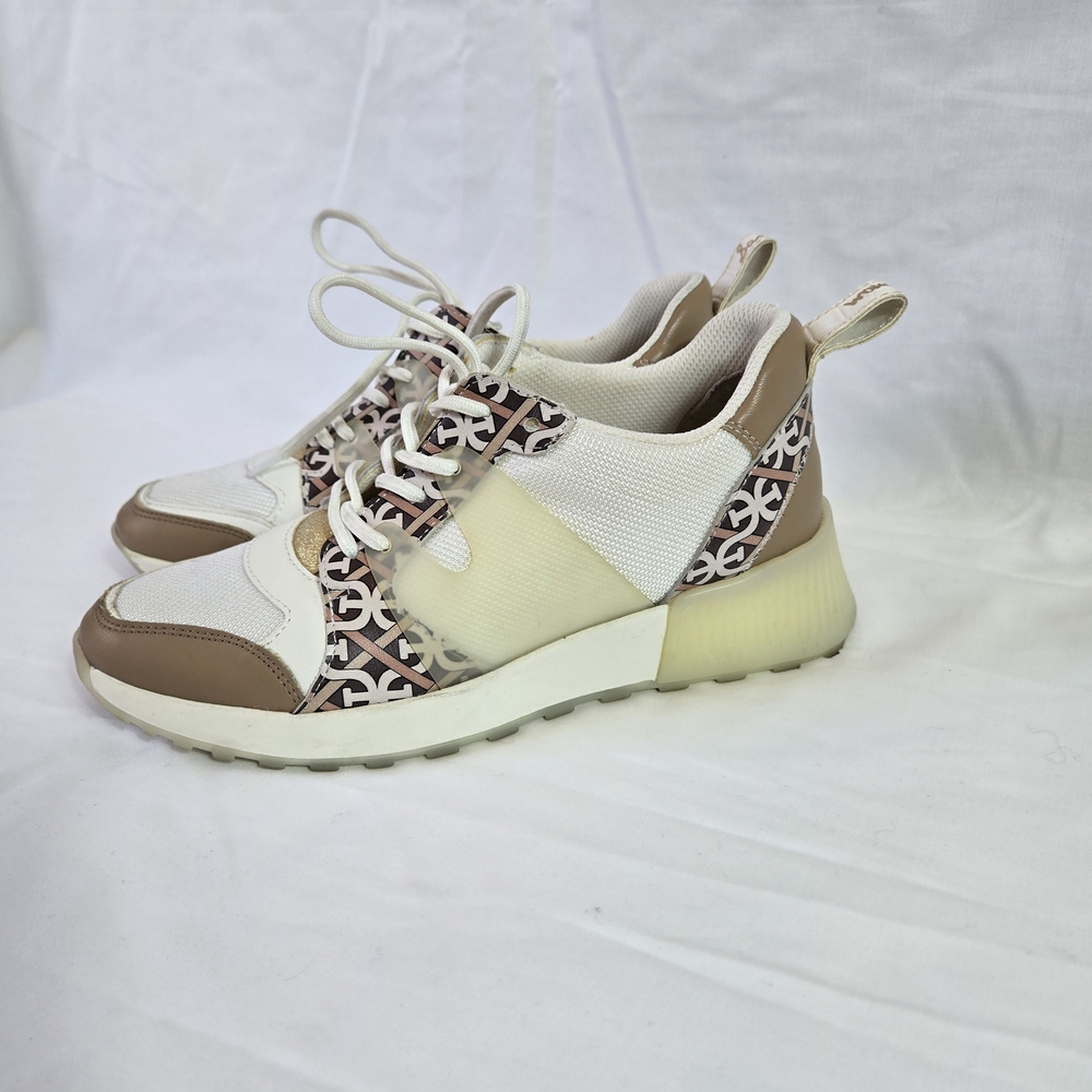 Sam Edelman Women's Darsie White Tan Logo Print Mesh Platform Fashion Sneaker 6M - Picture 6 of 10